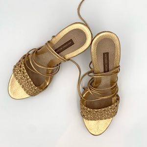 Antonio Melani Gold Metallic Strappy Platform - Size 9M
